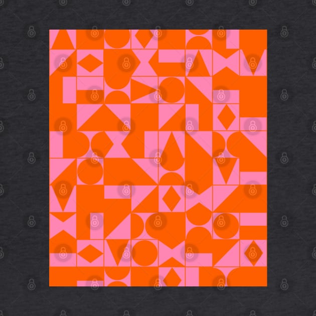 Pink and Orange Geometric Shapes Grid by OneThreeSix